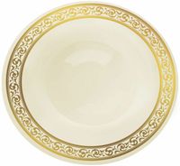 Elegant Gold Trim and Ivory Plastic Soup Bowl - Posh Party Supplies