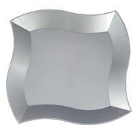 Disposable Elegant Plastic Wave Disposable 7" Silver Dessert Plates - Posh Party Supplies