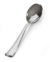 Disposable Elegant Silver Plastic Spoons - Posh Party Supplies