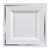 Square 10.75" White and Silver Dinner Plates