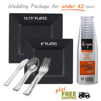 Kaya Collection Square Silver Plastic Wedding Packages with Extra Large Plates