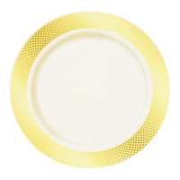 Stunning Discounted Ivory/Cream with Gold Designed  Rim 9 " Dinner Plate - Posh Party Supplies