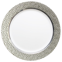 Elegant Hammered White and Silver Plastic 10.25" Plate