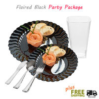 Flaired Black Tableware - Party Package for 120