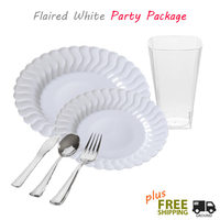 Flaired White Tableware - Party Package for 120