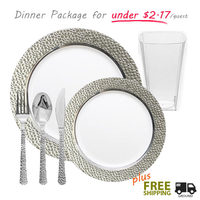 hammered clear and silver party package