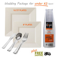Kaya Collection Square Bone Wedding Packages with Extra Large Plates