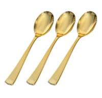 Disposable Shiny Gold Plastic Spoons - Posh Party Supplies