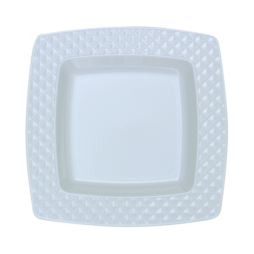 Elegant Diamond White and White Dessert Plates - Posh Party Supplies 
