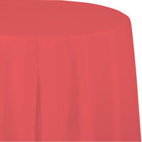 Coral Round Plastic Tablecloths - 82
