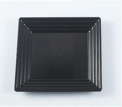 Disposable Plastic Black Square Serving 12" x 12" Trays - Posh Party Supplies