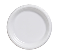 Disposable White 6.75" Plastic Dinner Plates  - Posh Party Supplies
