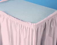 Disposable Classic Pink Plastic 14' Table skirt  - Posh Party Supplies