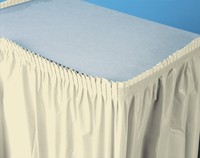 Disposable Ivory Plastic 14' Table skirt  - Posh Party Supplies