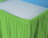 Disposable Citrus Green Plastic 14' Tableskirt  - 6 Table Skirts