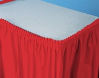Disposable Classic Red Plastic 14' Table skirt  - Posh Party Supplies