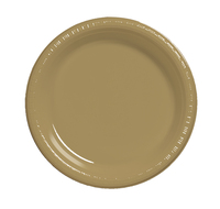 Glittering Gold 7" Plastic Dessert Plates - Posh Party Supplies