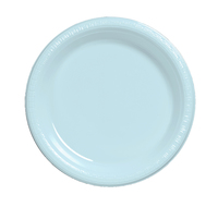 Discounted Pastel Blue 7" Plastic Dessert Plates  - Posh Party Supplies