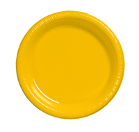 School Bus Yellow 10.25" Disposable Plastic Banquet Plates - Posh Party Supplies