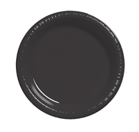 Disposable Black 10.25" Disposable Plastic Dinner Plates - Posh Party Supplies