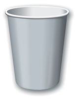 Discounted Shimmering Silver Solid 9 Oz. Hot and Cold Paper Cups - Posh Party Supplies