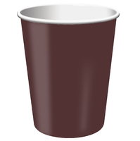 Discounted Brown Solid 9 Oz. Hot and Cold Paper Cups - Posh Party Supplies